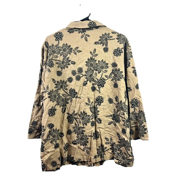 Coldwater Creek Women's Tan & Black Casual Floral Top - Picture 2 of 7